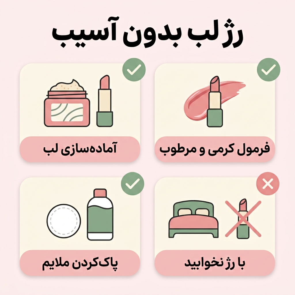 راهنمای زدن رژ لب بدون آسیب